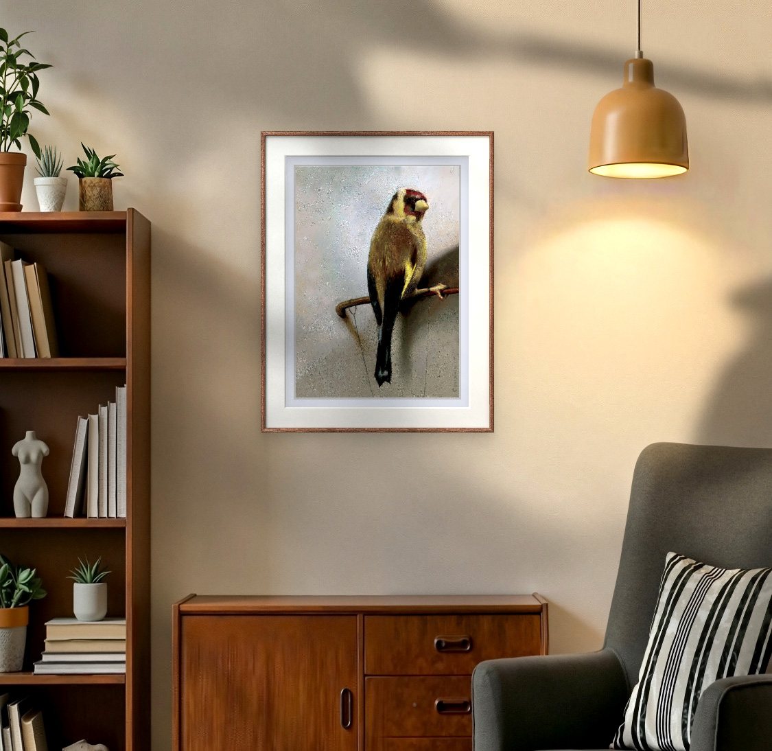 'The Goldfinch' - Modern Classical Goldfinch Bird Art Print