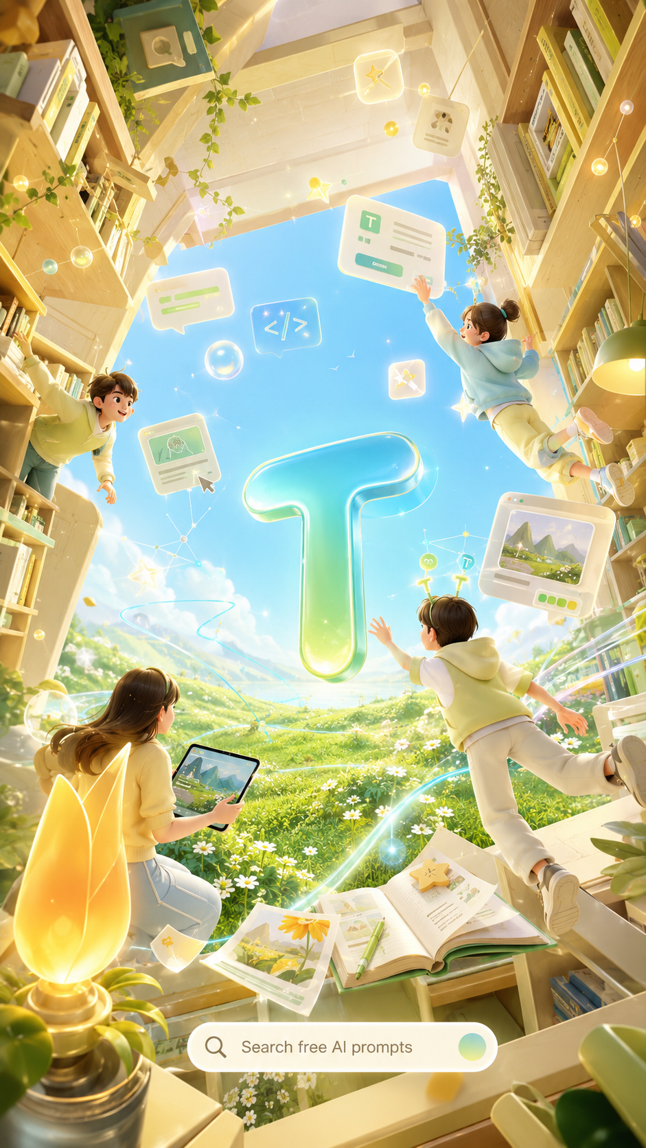Spring-themed fantasy-style 3D commercial poster