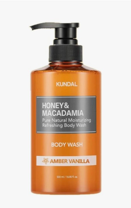 KUNDAL – Honey & Macadamia Pure Body Wash, Amber Vanilla, dušo želė 500ml