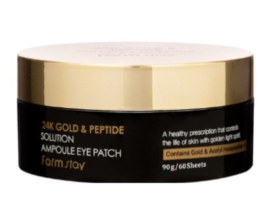 Farmstay – 24K Gold & Peptide Solution Ampoule Eye Patch – hidrogelinės paakių pagalvėlės 90g