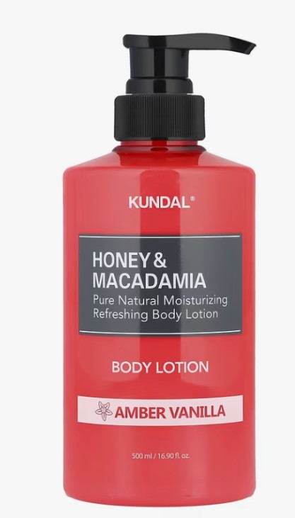 KUNDAL – Honey & Macadamia Pure Body Lotion, Amber Vanilla, kūno losjonas 500ml