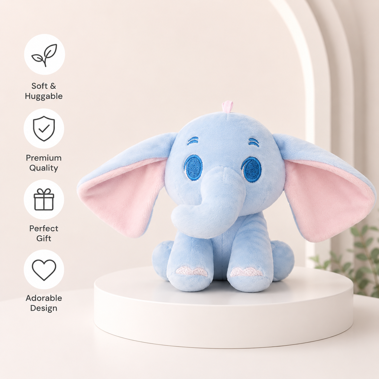 Sky Blue Baby Elephant Plushies - Magnetic Shoulder Buddy