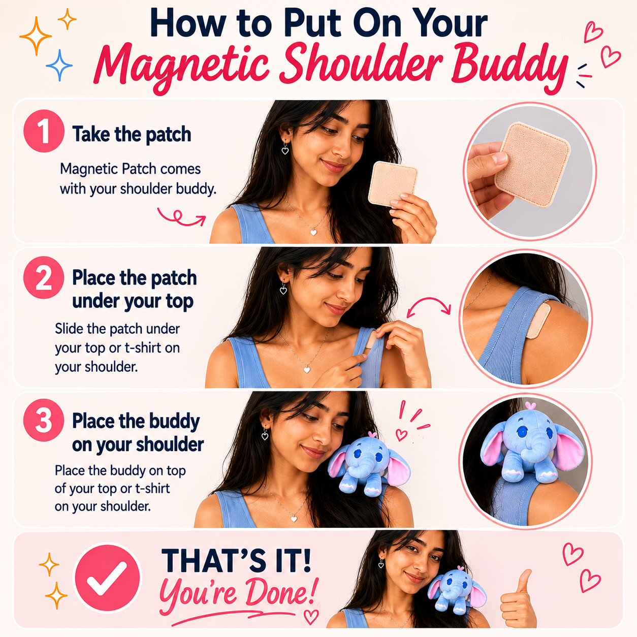 Purple Stitch Plushie - Magnetic Shoulder Buddy