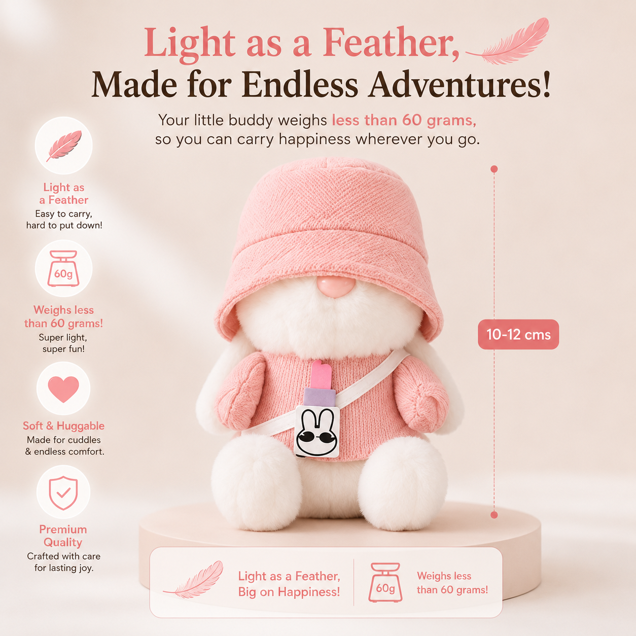 Super Cool Gen Z Bunny Plushie - Magnetic Shoulder Buddy
