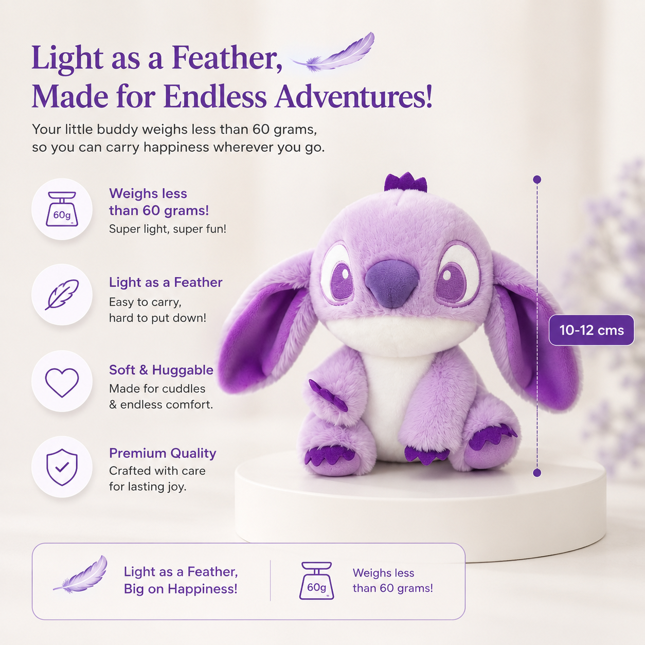 Sky Blue Stitch Plushie - Magnetic Shoulder Buddy