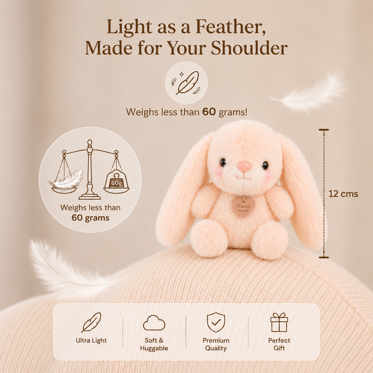 Bunny Plushie - Magnetic Shoulder Buddy
