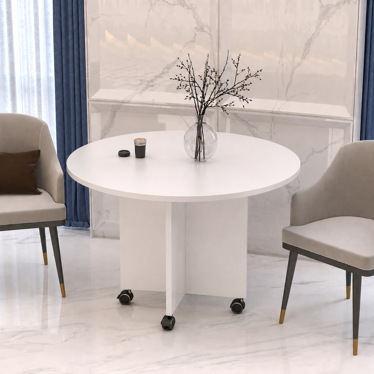 Muticolor Stylish MDF wooden moveable Dining Table , Medium size Moveable home dinner table,  Scandinavian Style breakfast table, 5 seater table for home and restaurants