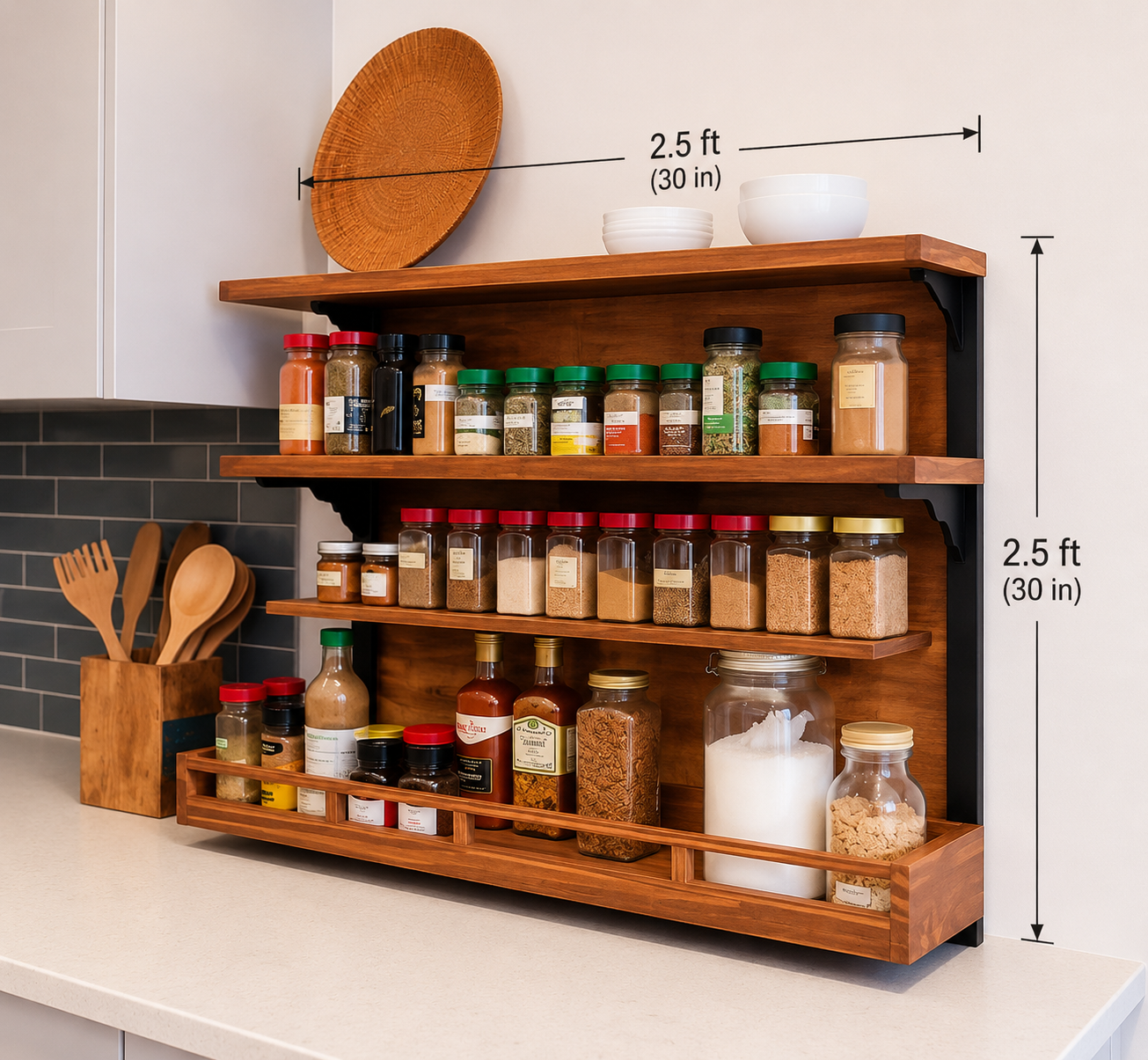 Wooden Kitchen Spice Rack, Premium Wooden Kitchen Spice Rack Wall Shelf, Kitchen Shelf's for Boxes arrangement, Kitchen accessories shelf stand,  Clinic and herb shop storage shelf rack, Handcrafted Large Storage Shelf Organizer
