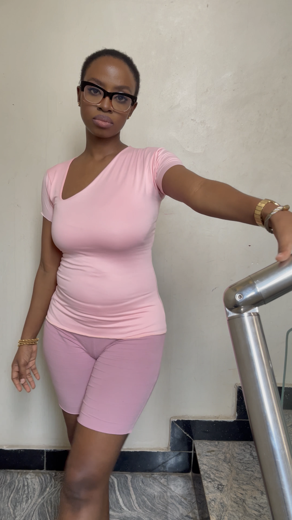 The Side V-Neck Short Sleeve Full Length Top