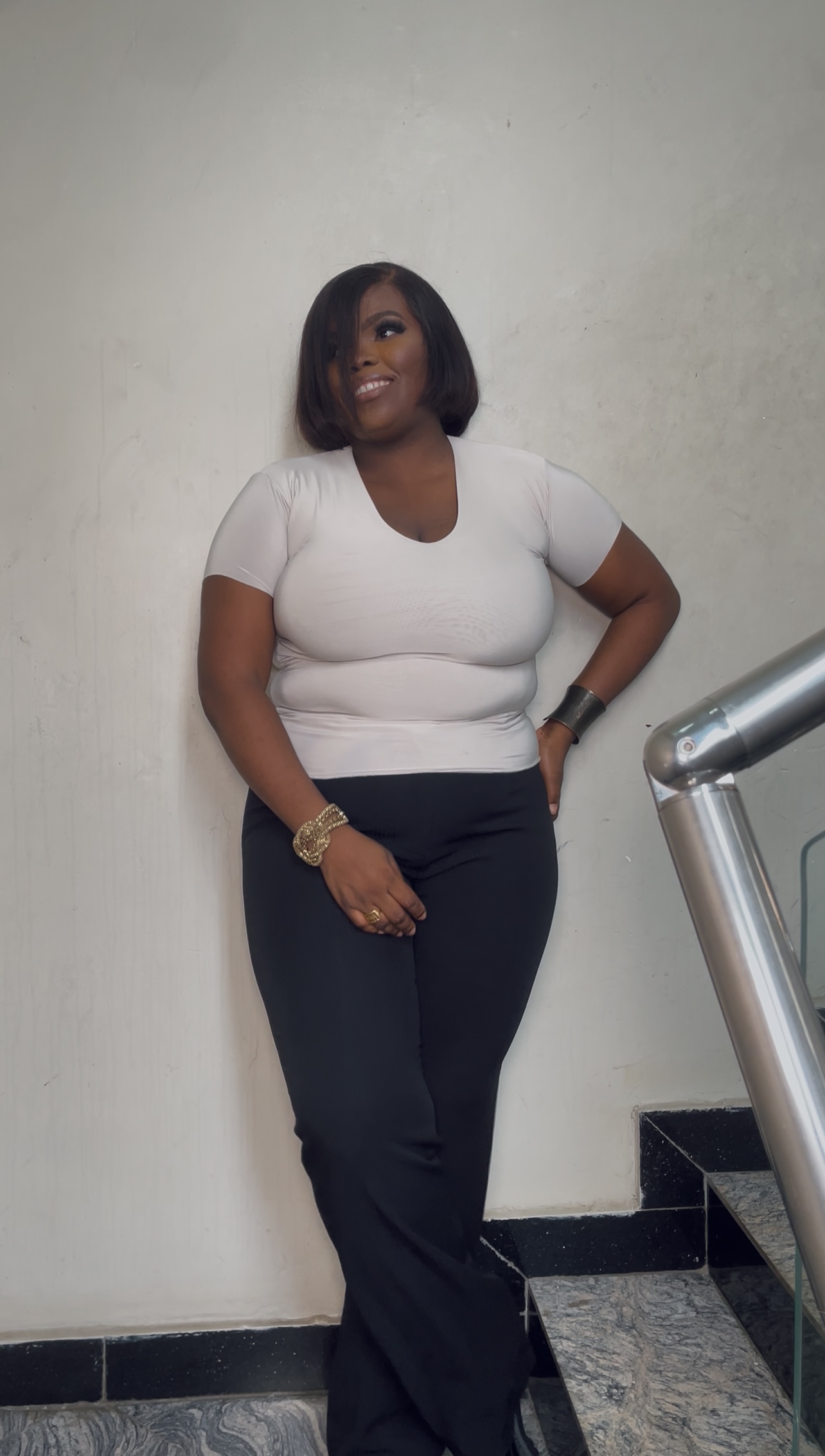 The V-Neck Short Sleeve Full Length Top