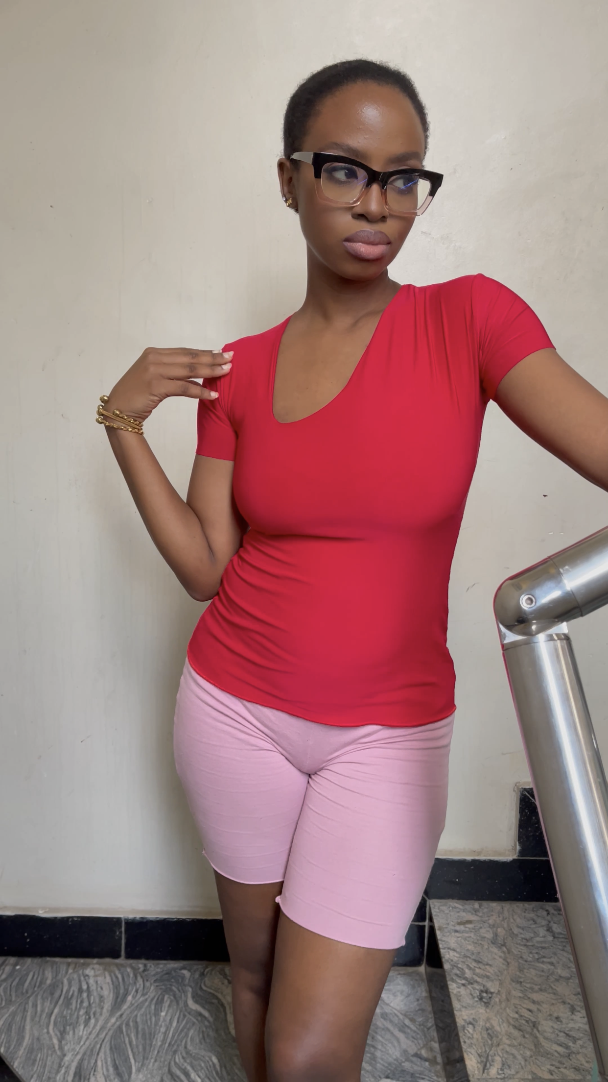 The Side V-Neck Short Sleeve Full Length Top