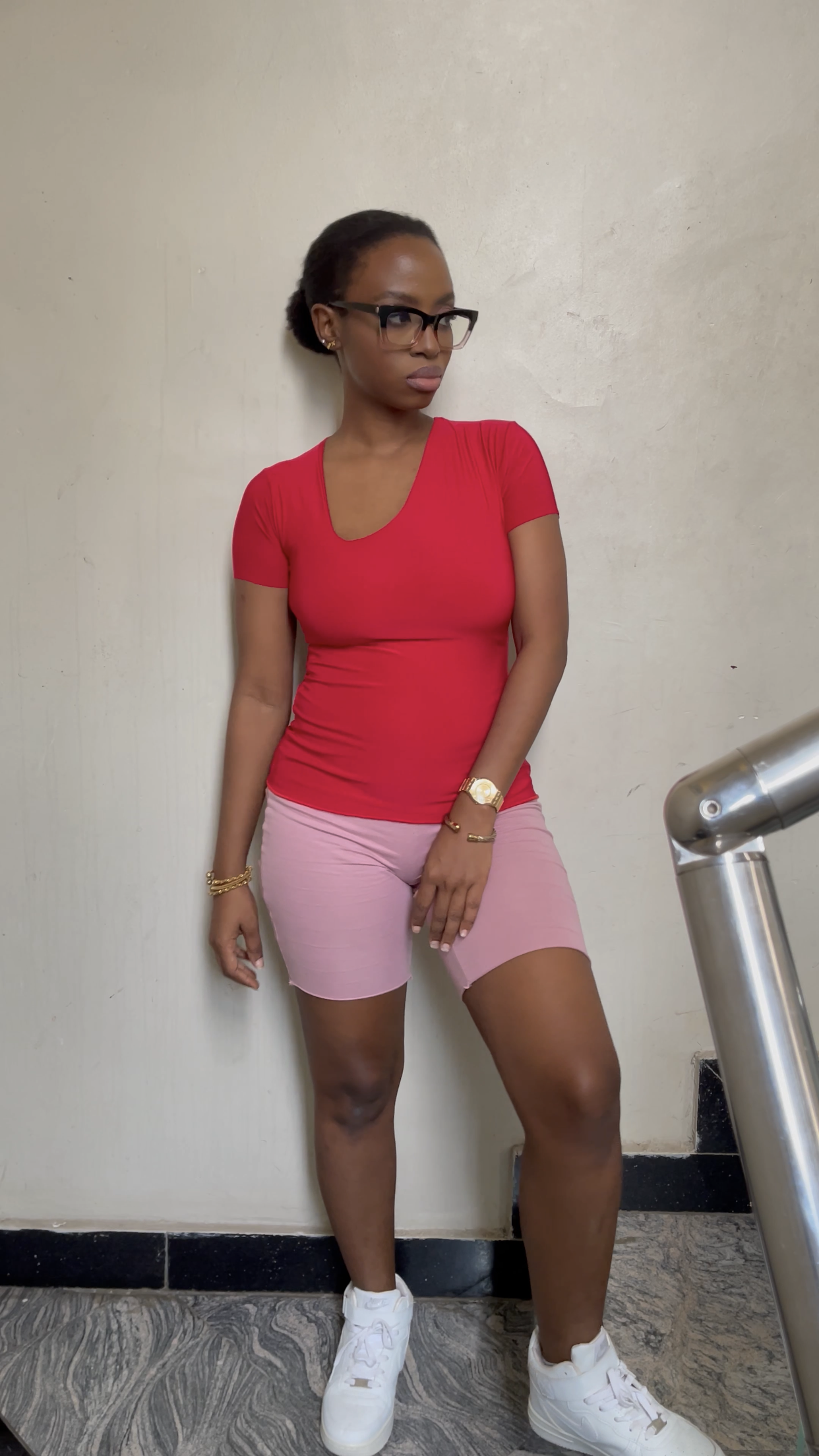 The Side V-Neck Short Sleeve Full Length Top