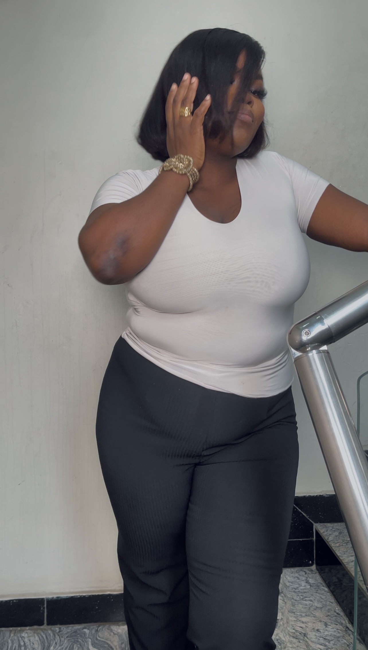 The V-Neck Short Sleeve Full Length Top