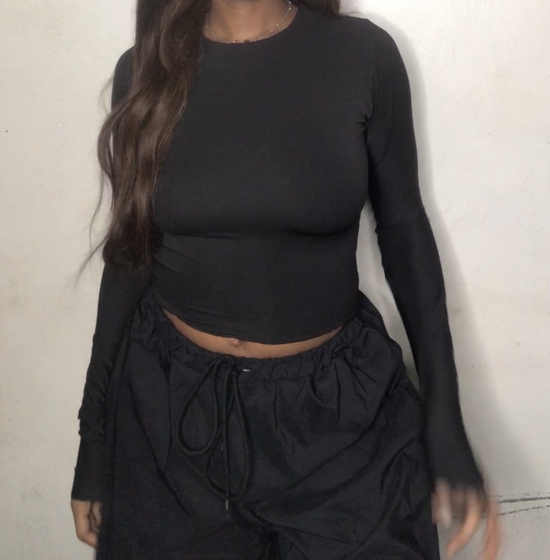 The Crew neck long sleeve crop top 