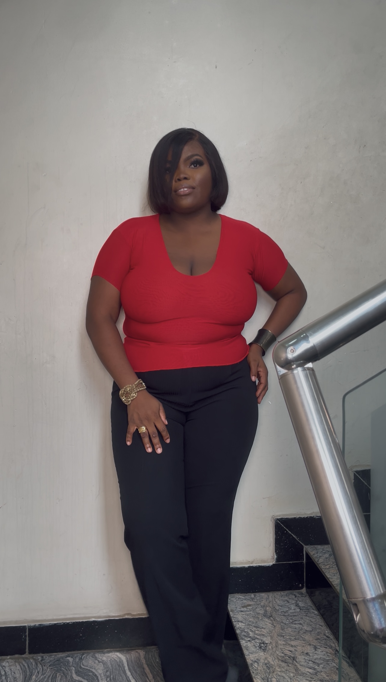The V-Neck Short Sleeve Full Length Top