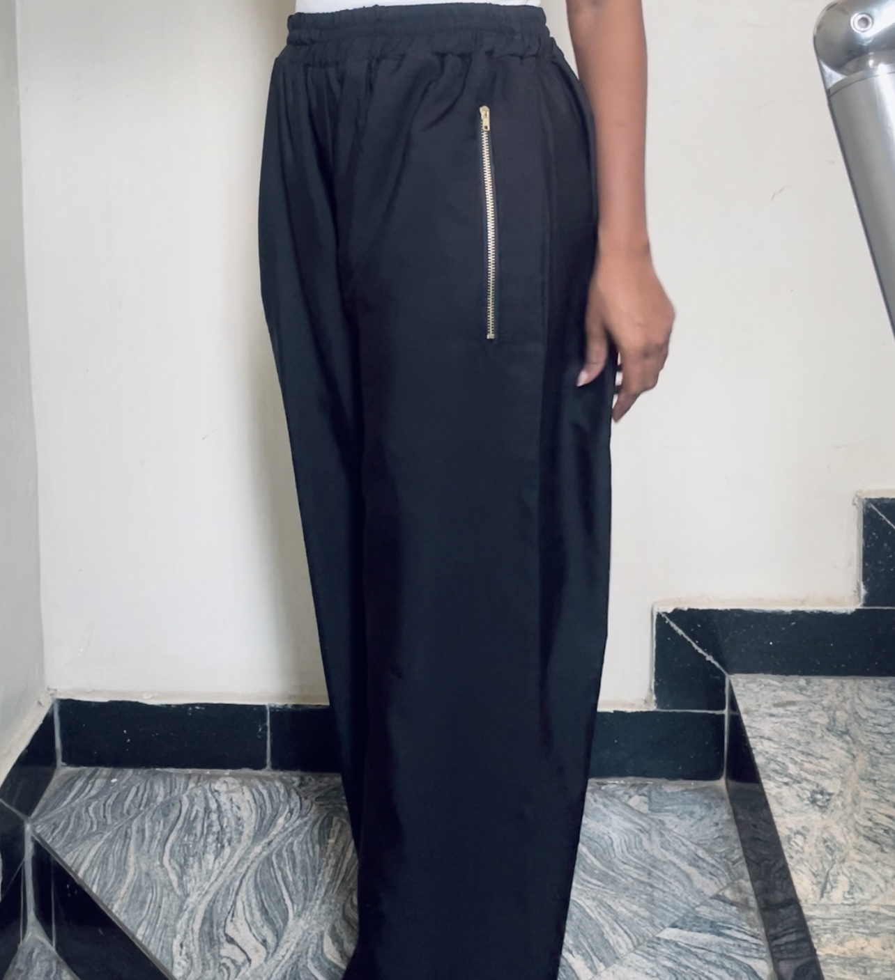 The Faux Jogger Pants with Zipper Detail