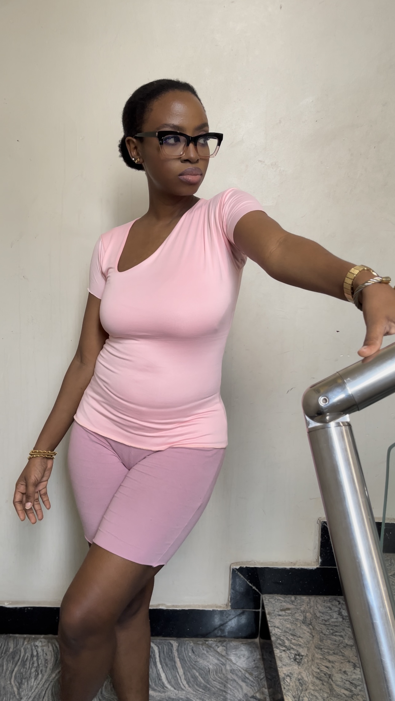 The Side V-Neck Short Sleeve Full Length Top