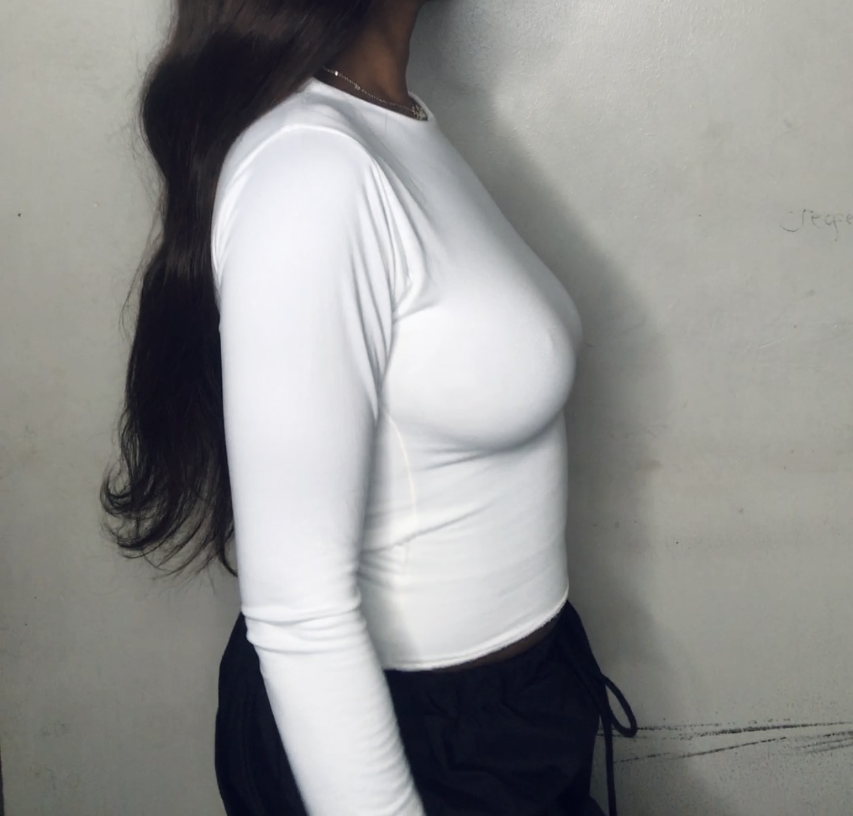 The Crew neck long sleeve crop top 