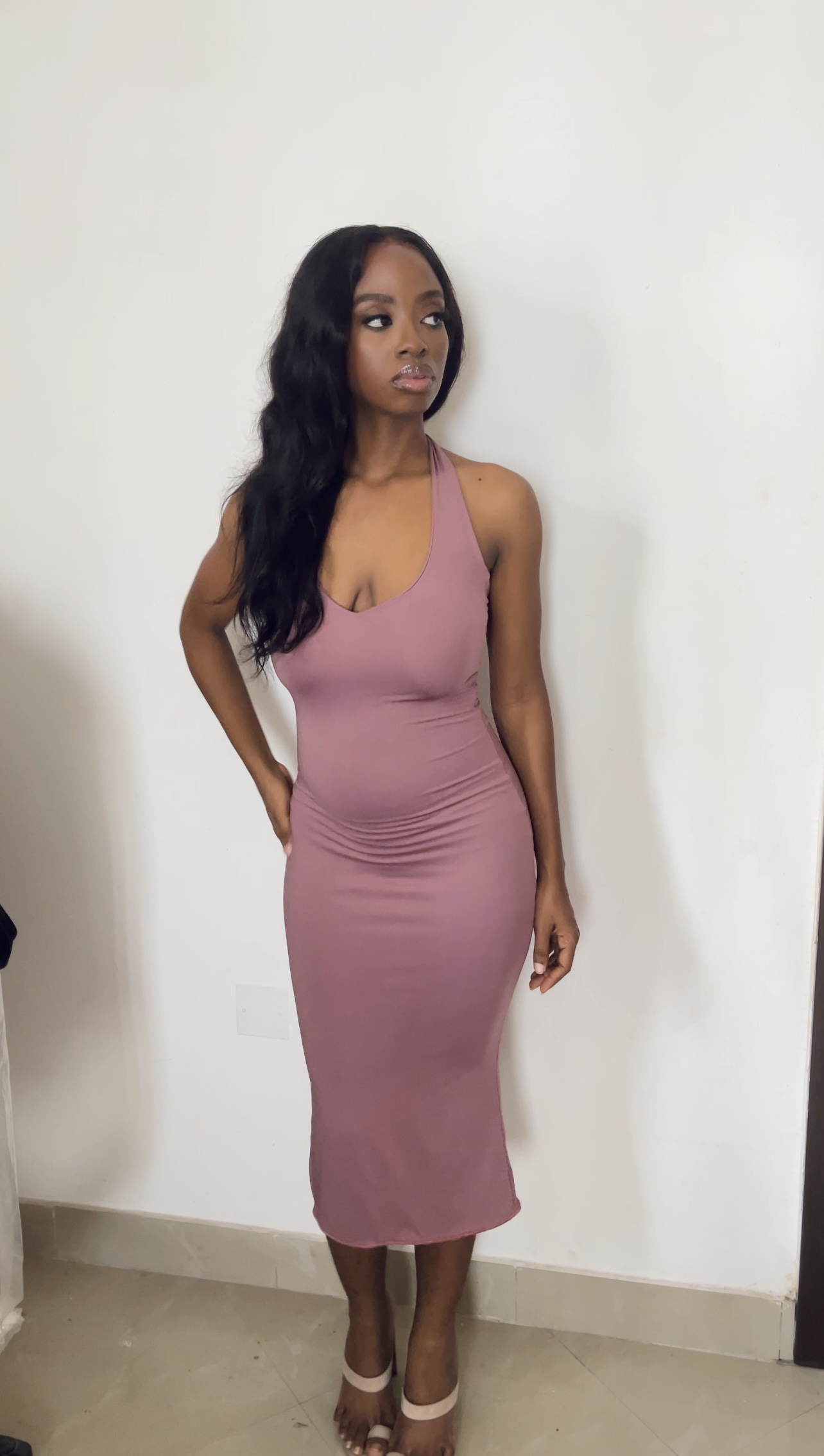 The Halter Neck Midi Length Dress