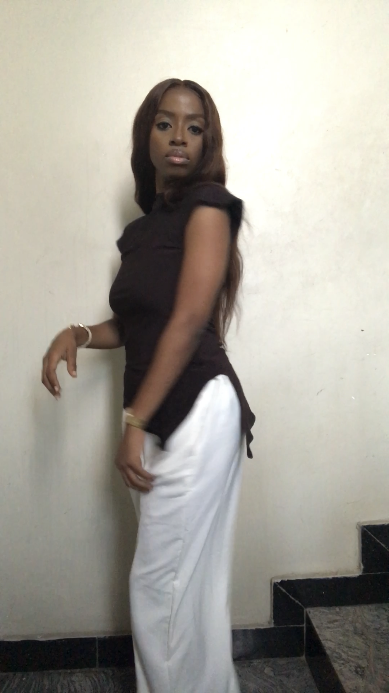 The Mock Neck Side Slit Full Length Top