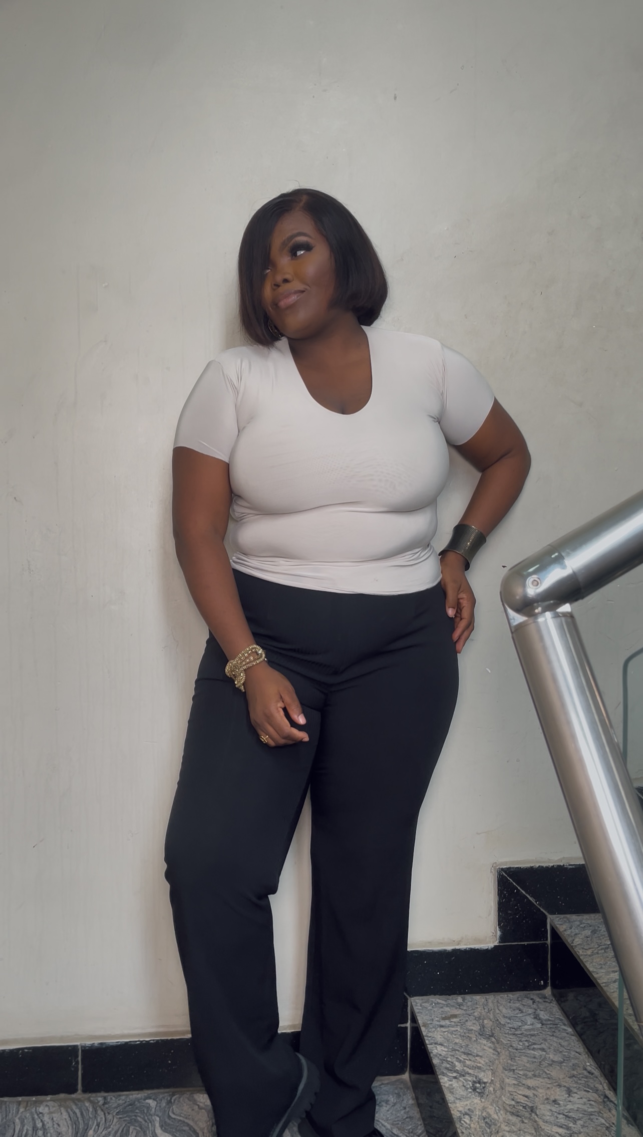 The V-Neck Short Sleeve Full Length Top