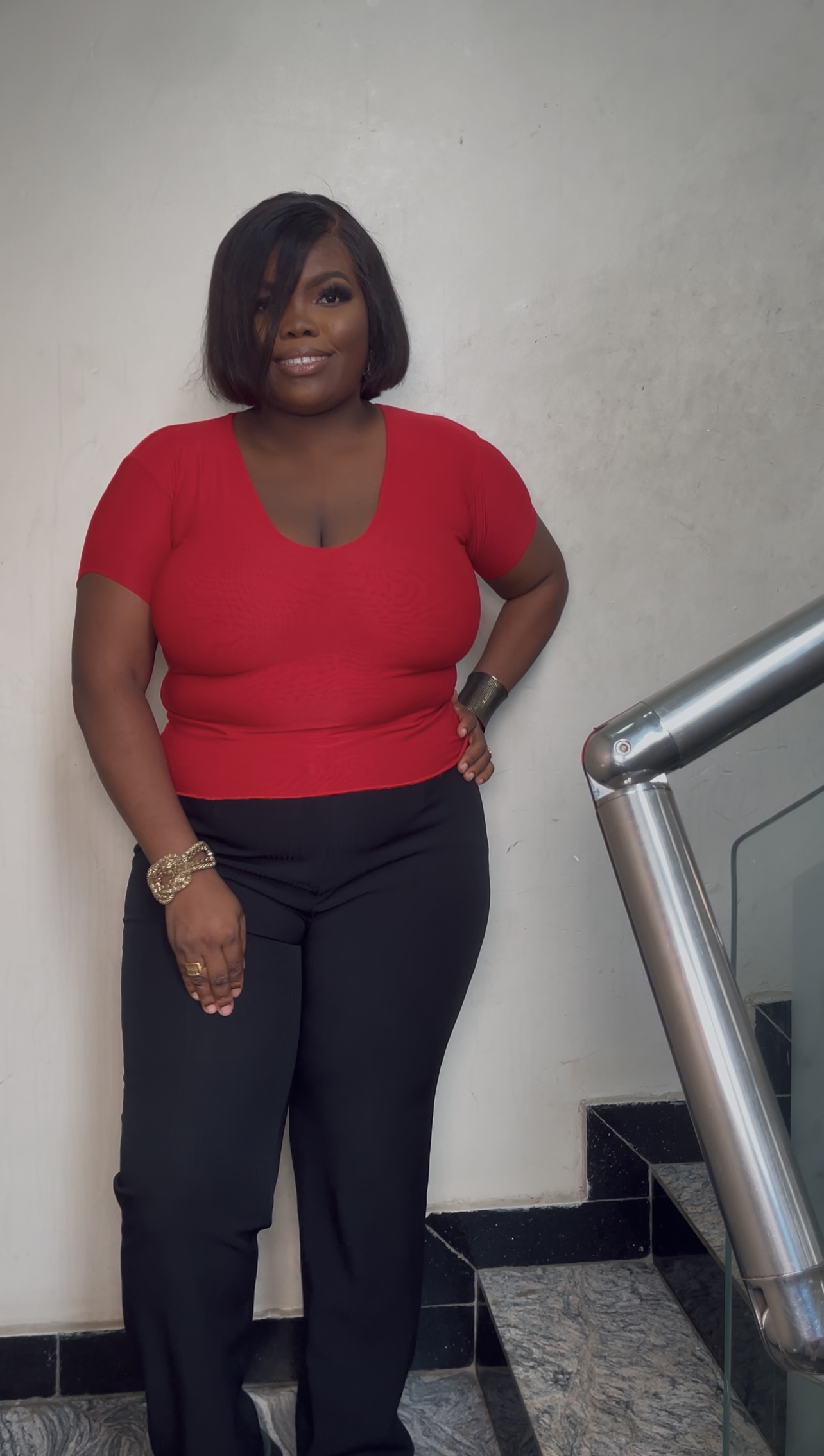The V-Neck Short Sleeve Full Length Top