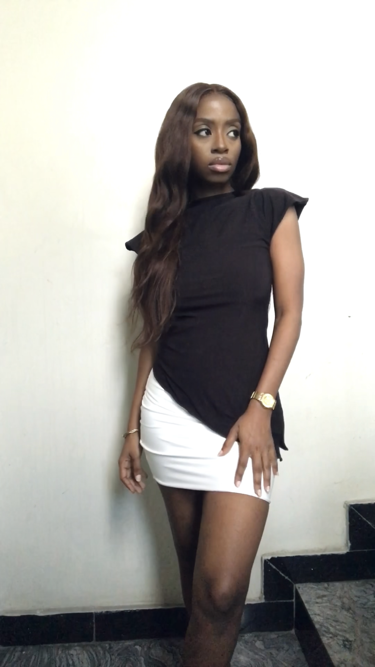 The Mock Neck Side Slit Full Length Top
