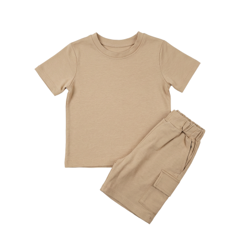 Kids' Beige T-Shirt & Shorts Set
