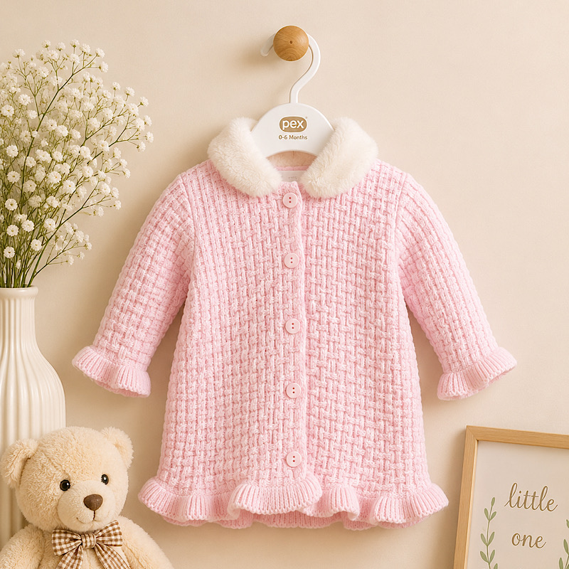 Baby Pink Knitted Kayleigh Coat