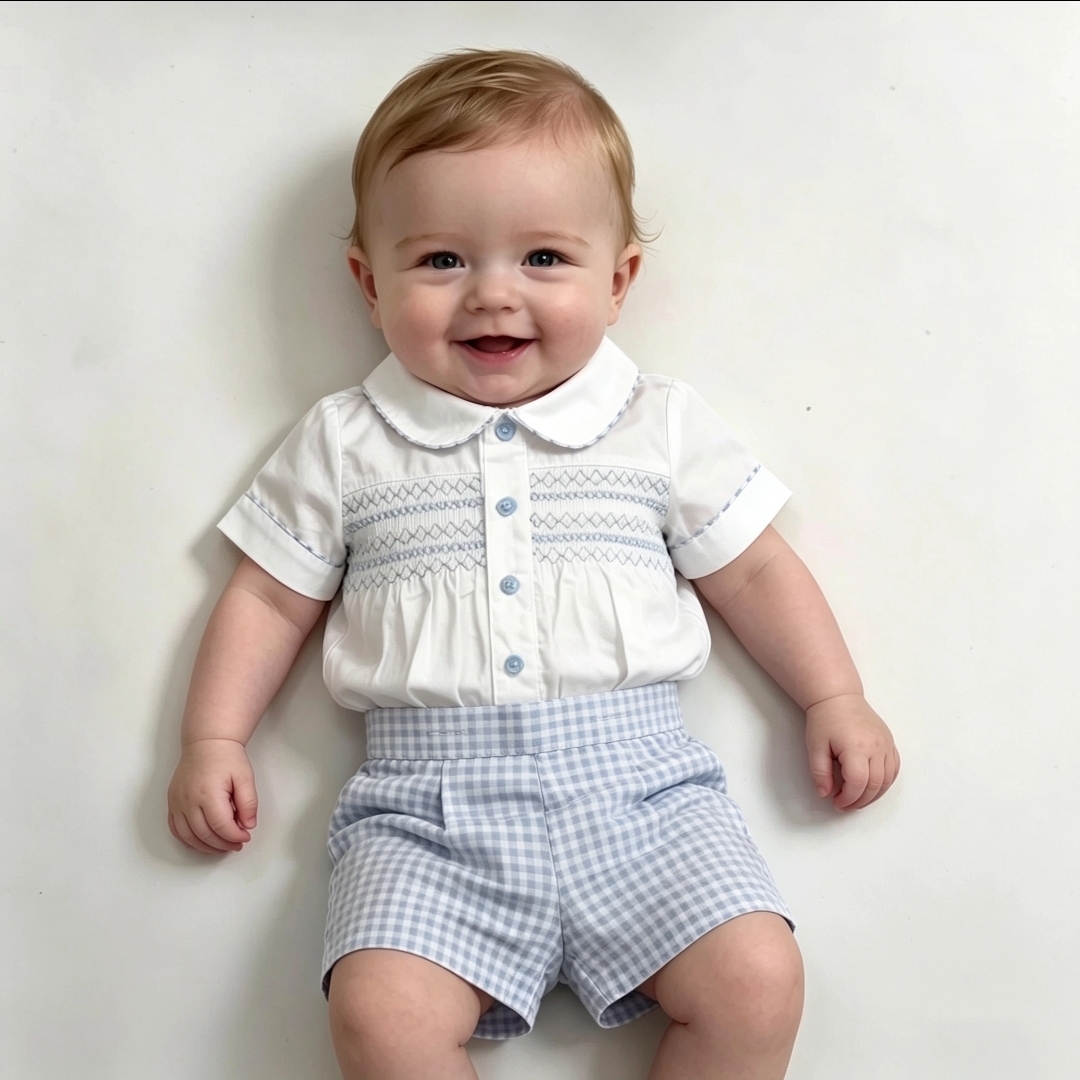 Baby Boy Smocked Shirt & Shorts Set