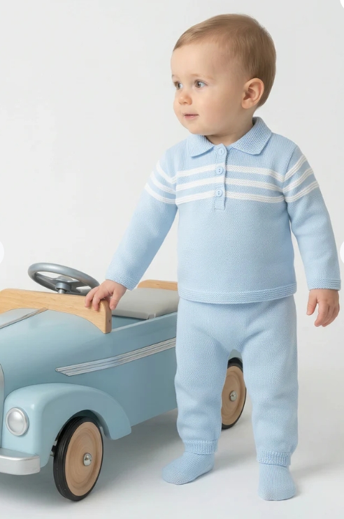 Baby Blue Knitted Outfit Set