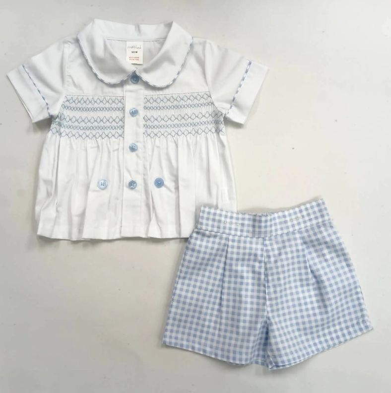 Baby Boy Smocked Shirt & Shorts Set