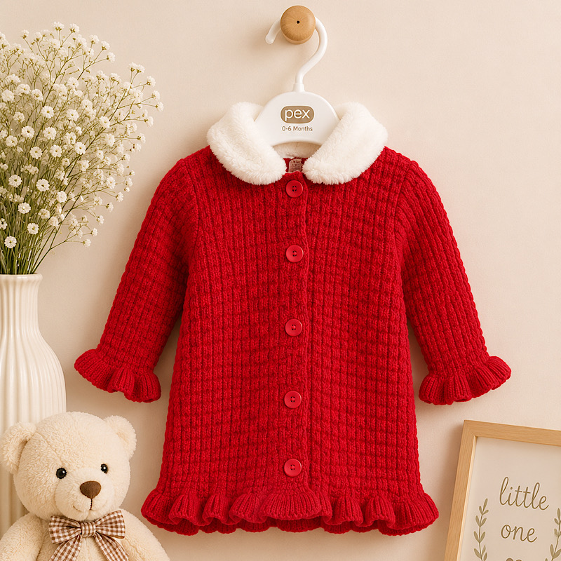 Red Knitted Kayleigh Coat 
