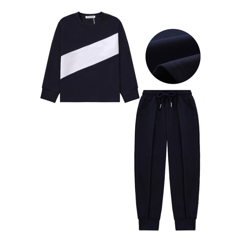 Baby Boys Navy Contrast Panel Sweatshirt & Jogger Tracksuit