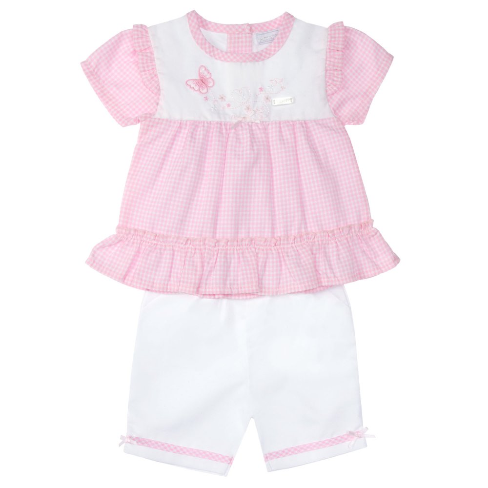 Baby Girl's Pink Gingham Top & Shorts Set