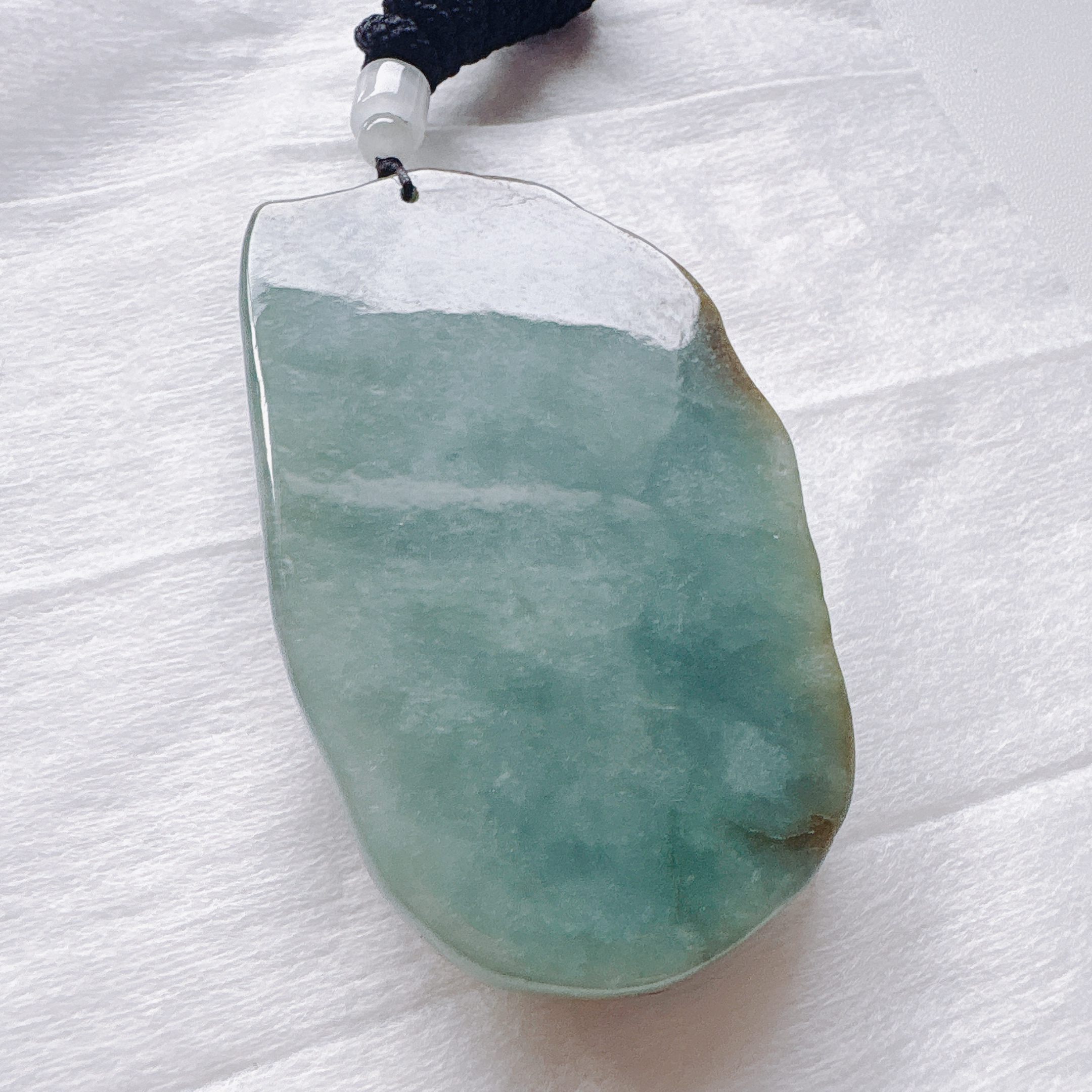 79mm Green Sugar-Brown Jadeite Guanyin Dragon Pendant