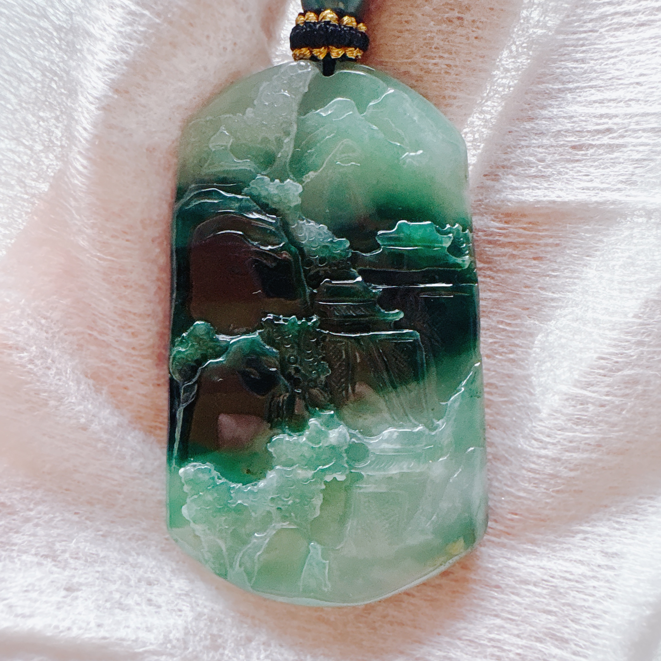 49mm Green Jadeite Heavenly Landscape