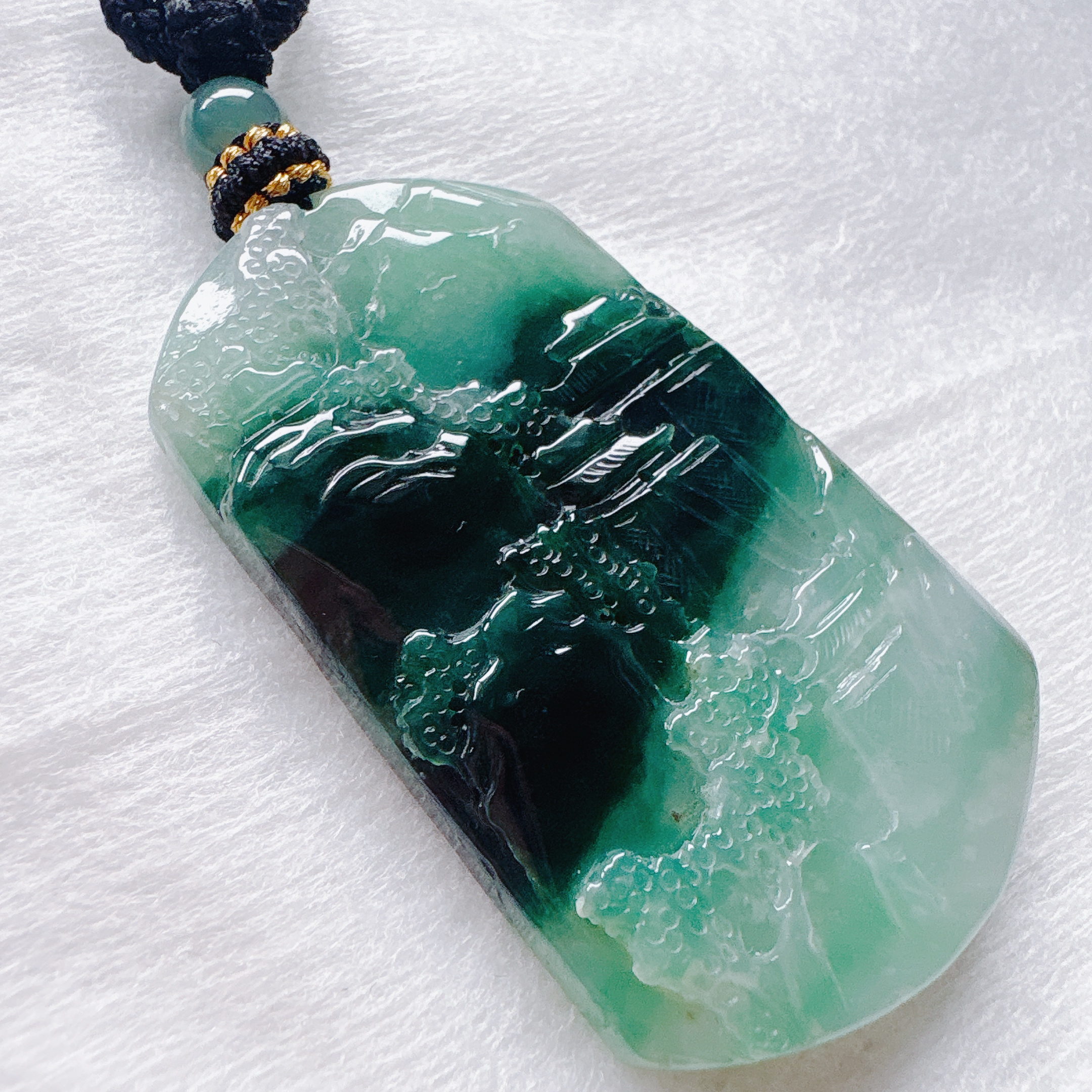 49mm Green Jadeite Heavenly Landscape