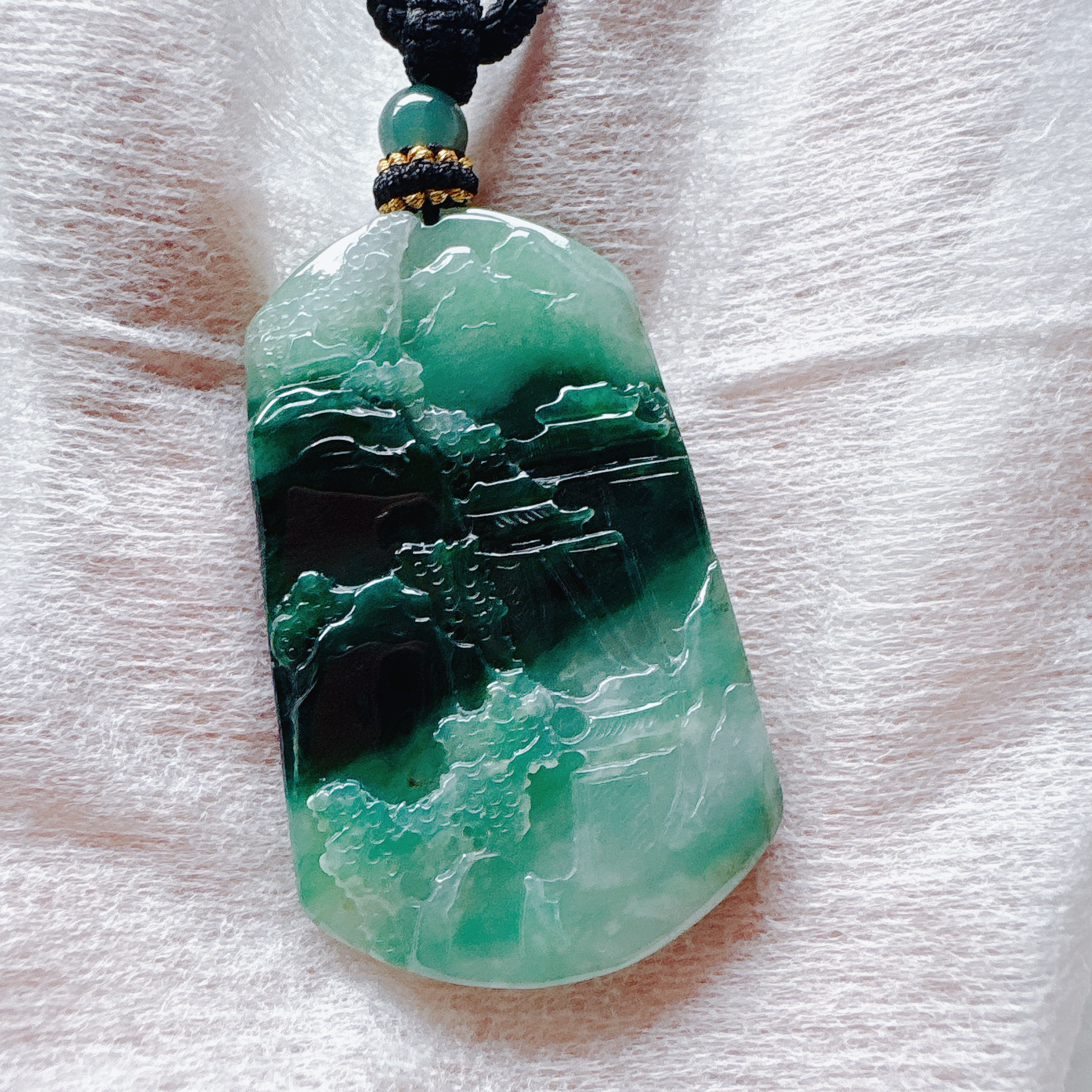 49mm Green Jadeite Heavenly Landscape