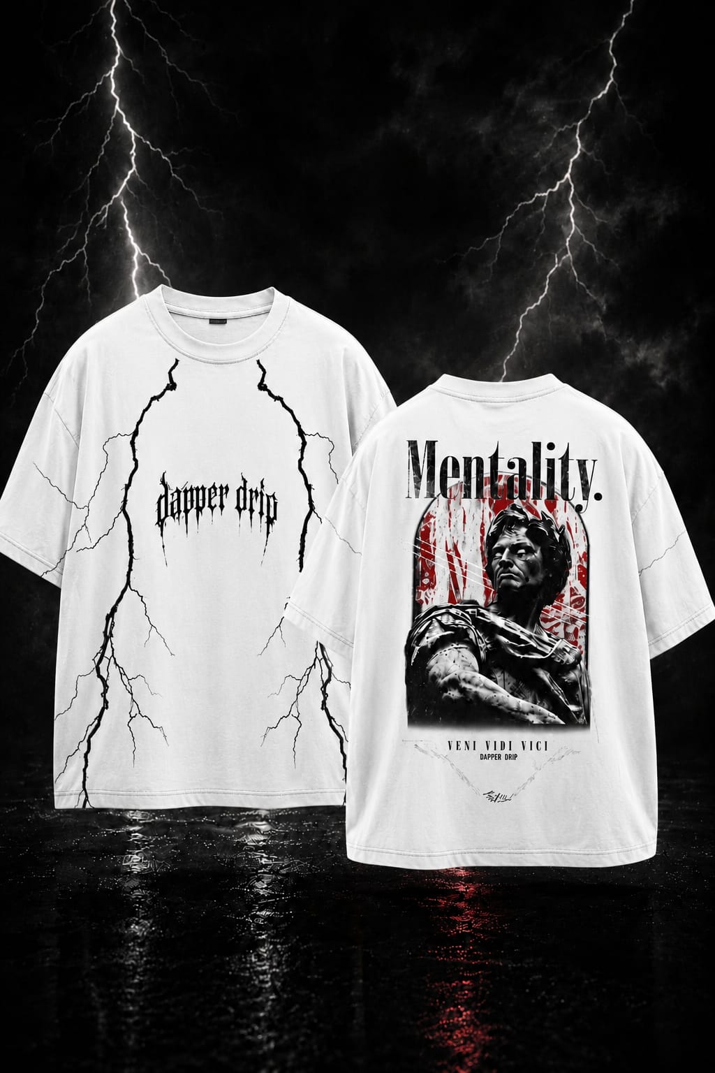 Dapper Drip White 'Mentality' Graphic T-Shirt