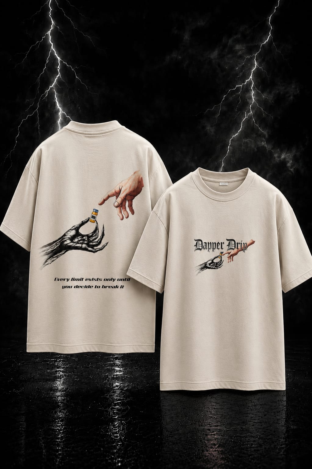 Tren Off White Graphic Art Oversized T-Shirt