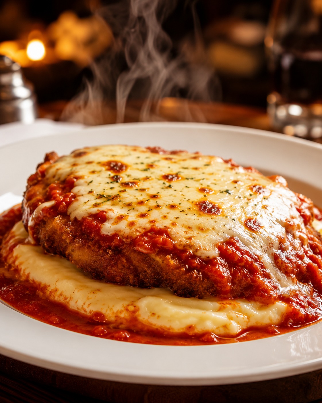 Filé a parmegiana da carne bovina 