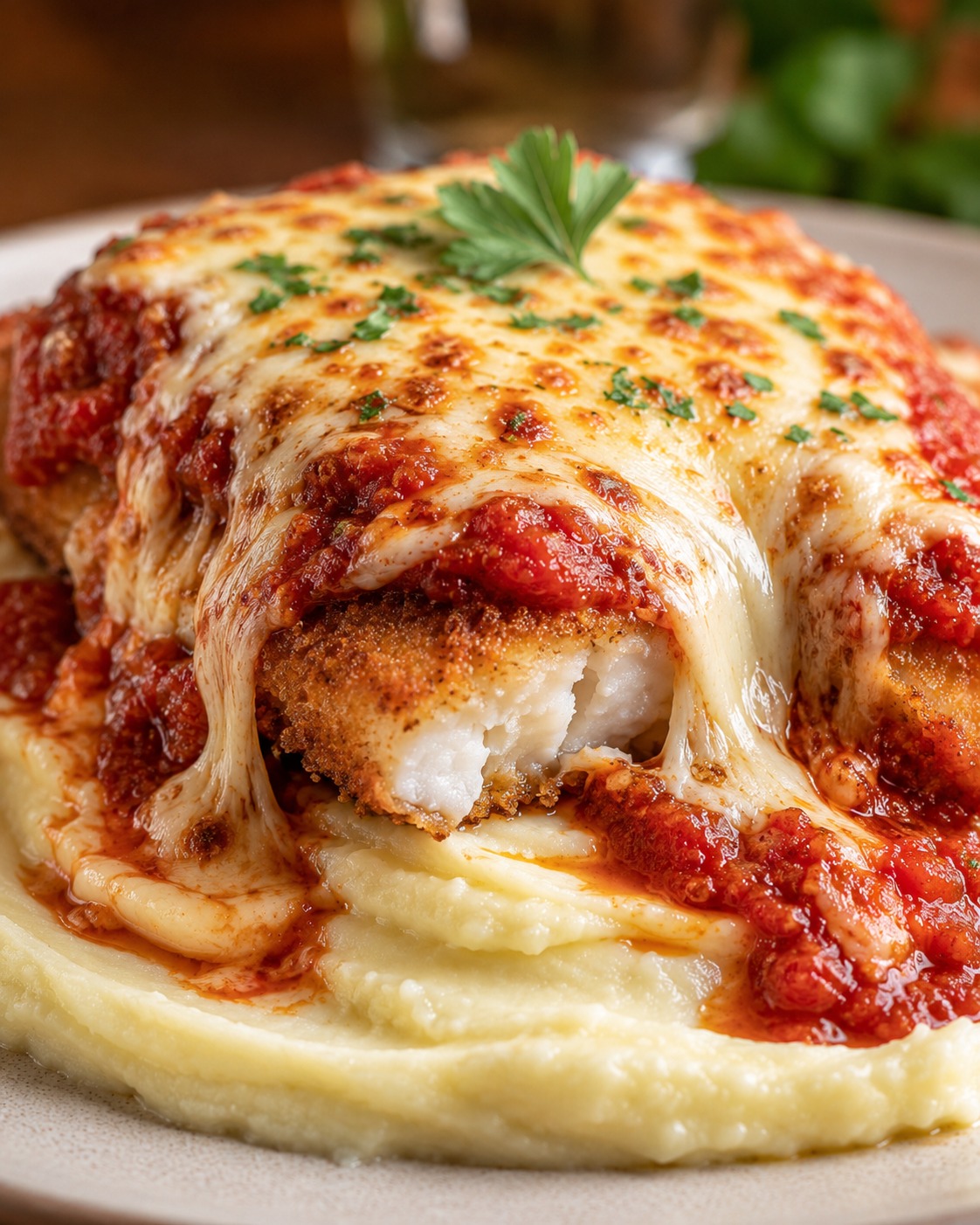 Filé a parmegiana de filé de tilápia