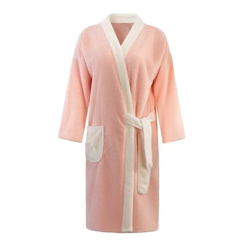 Ultra Soft Pineapple Grid Flannel Bath Robe