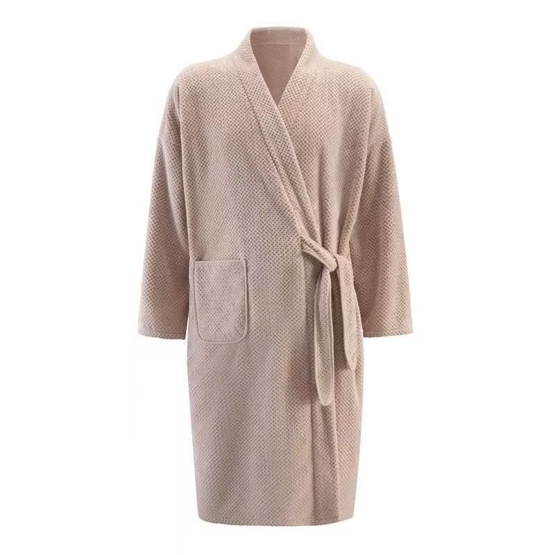 Ultra Soft Pineapple Grid Flannel Bath Robe