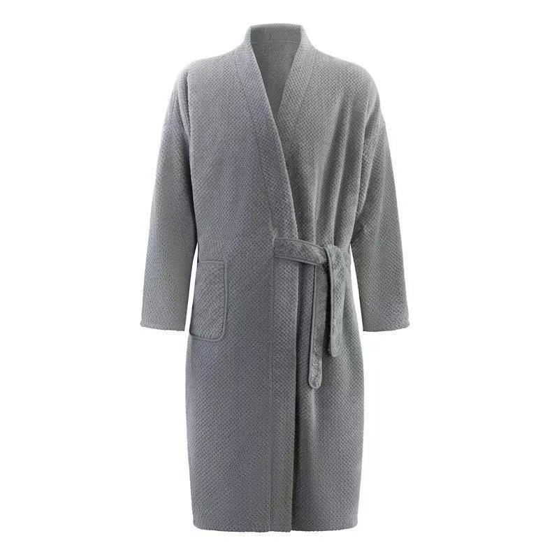 Ultra Soft Pineapple Grid Flannel Bath Robe