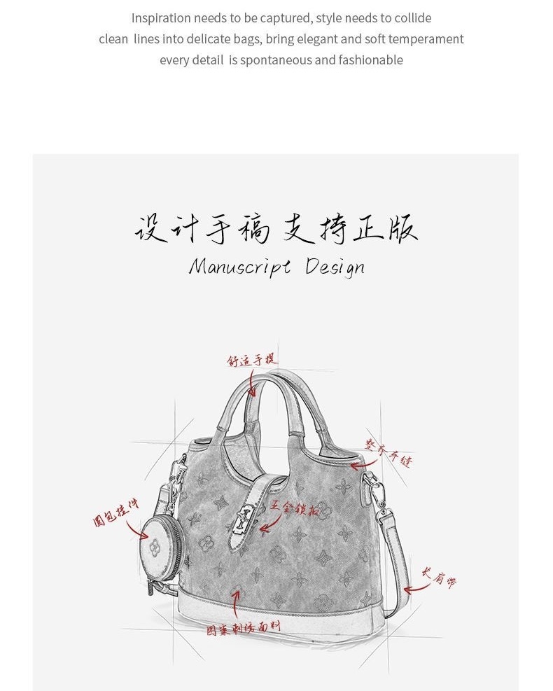 CK&WQ Paris Luxury Monogram Bucket Handbag (with Mini Pouch)