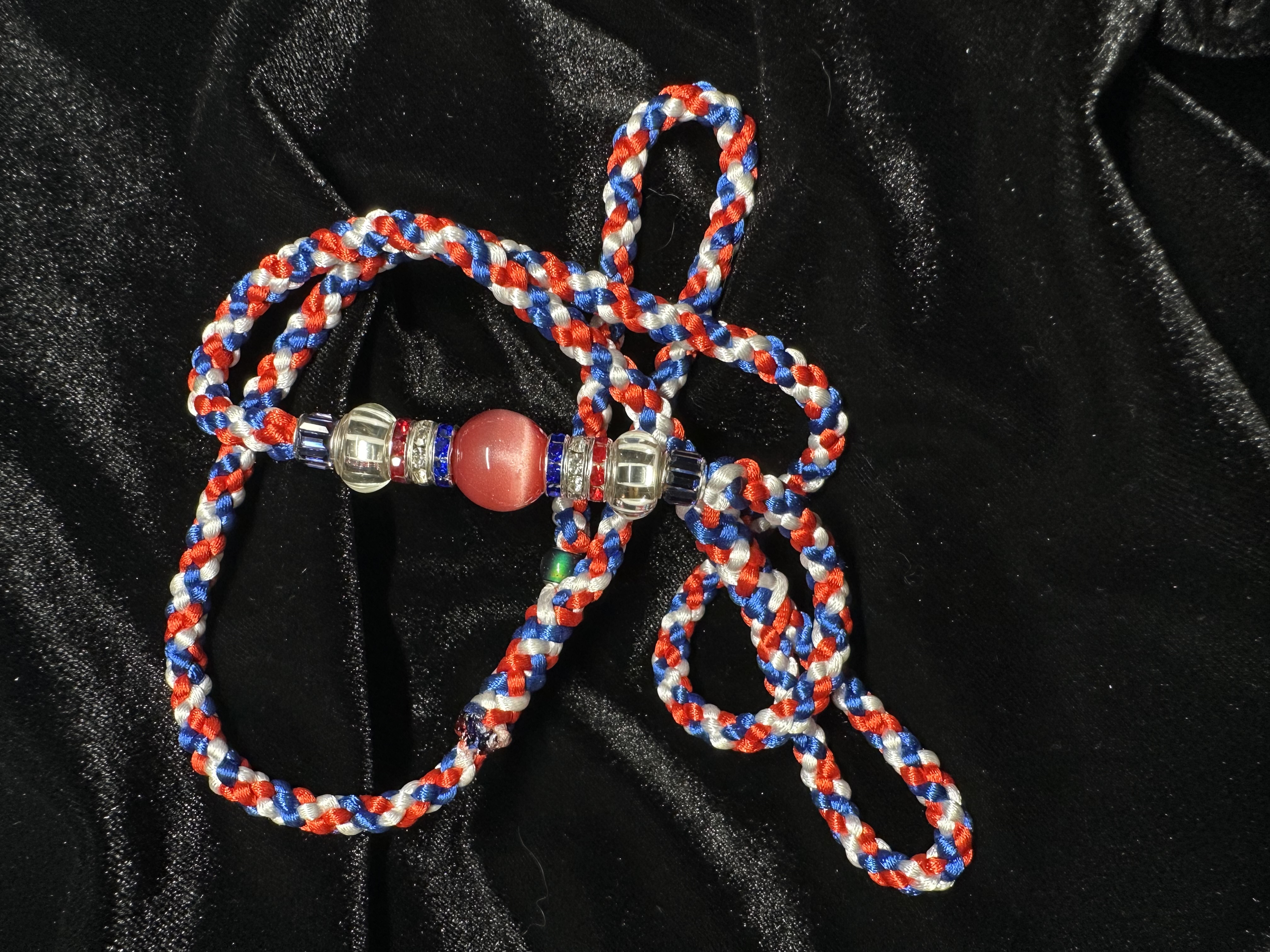250th Red White and Blue Braided and Beaded Show Lead - 31 Inches