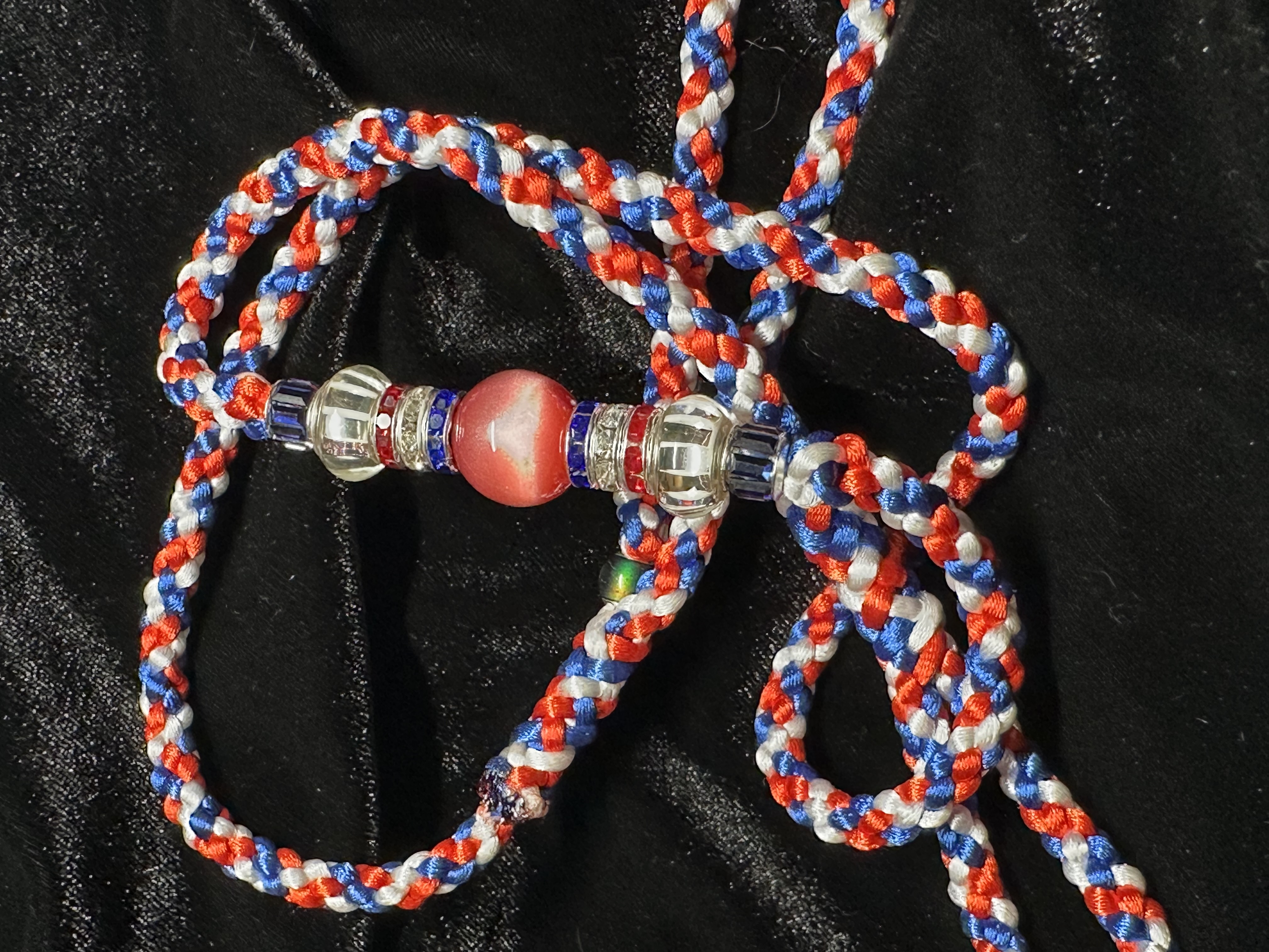 250th Red White and Blue Braided and Beaded Show Lead - 31 Inches