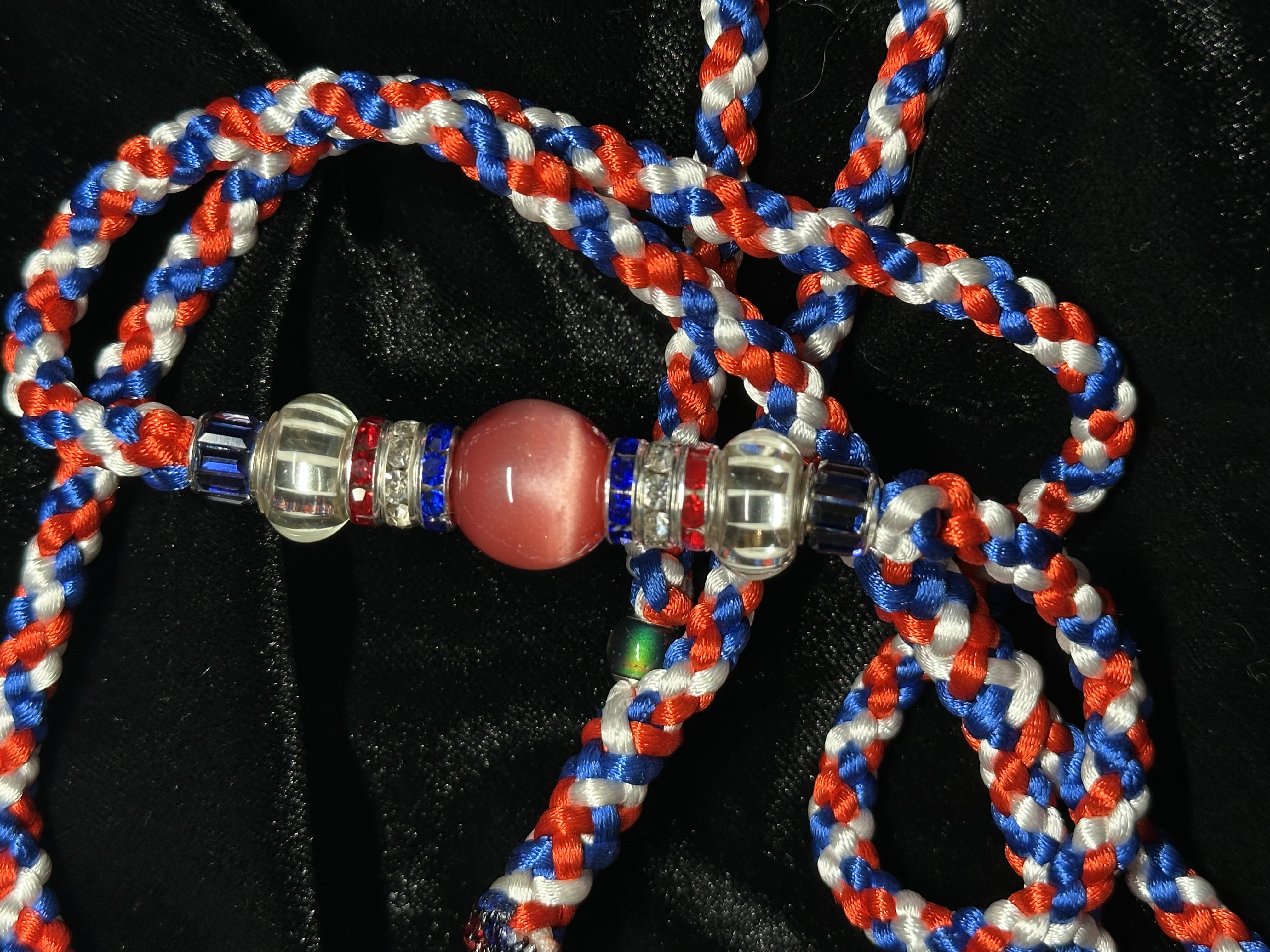 250th Red White and Blue Braided and Beaded Show Lead - 31 Inches